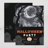 Spooky Night Sky Crescent Moon Halloween Kaart (Voorkant / Achterkant)