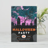 Spooky Night Sky Crescent Moon Halloween Kaart (Staand voorkant)