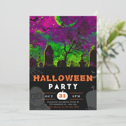 Spooky Night Sky Crescent Moon Halloween Kaart (Staand voorkant)