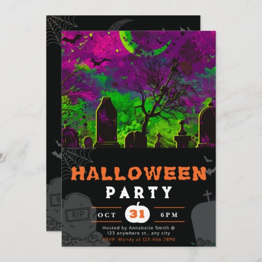 Spooky Night Sky Crescent Moon Halloween Kaart (Voorkant / Achterkant)