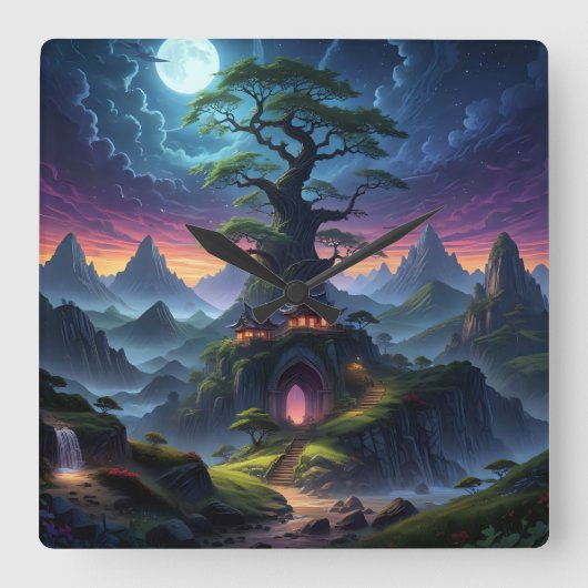 Spooky Night Vierkante Klok (Voorkant)