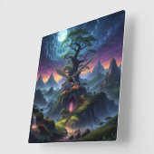 Spooky Night Vierkante Klok (Hoek)