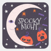 Spooky Night Vierkante Sticker (Voorkant)