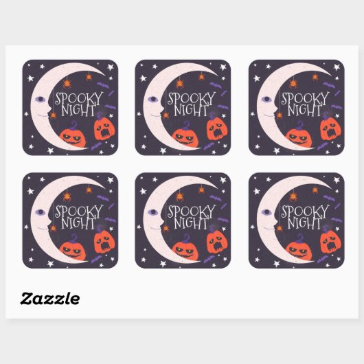 Spooky Night Vierkante Sticker (Vel)