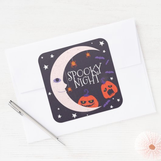 Spooky Night Vierkante Sticker (Envelop)