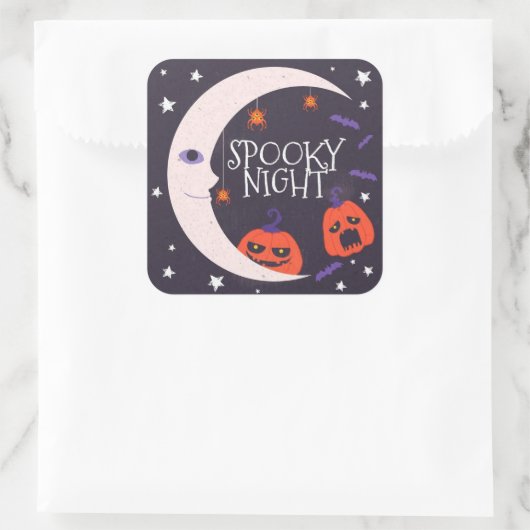Spooky Night Vierkante Sticker (Tas)