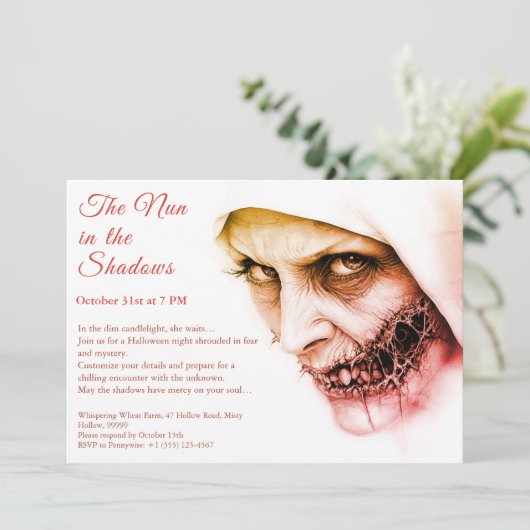 Spooky non Halloween uitnodiging spookachtige reli (Staand voorkant)