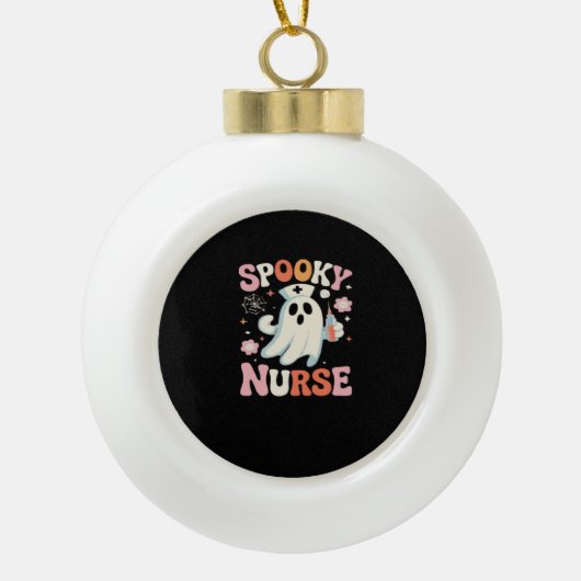 Spooky Nurse Classic T-shirt_1 Keramische Bal Ornament (Voorkant)