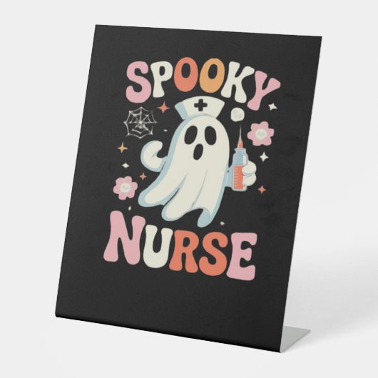 Spooky Nurse Classic T-shirt_1 Reclamebord Met Voetstuk (Voorkant)