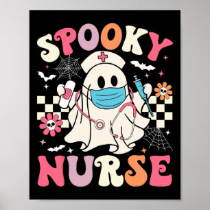 Spooky Nurse Ghost Halloween Schattigee Groovy Nur Poster