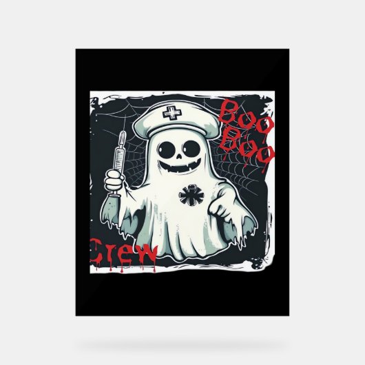 Spooky Nurse Ghost Haunted Hospital Crew Ghostly N Acryl Bord (Voorkant)
