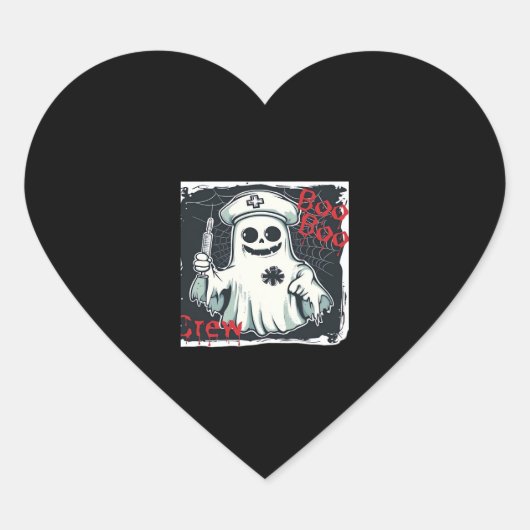 Spooky Nurse Ghost Haunted Hospital Crew Ghostly N Hart Sticker (Voorkant)