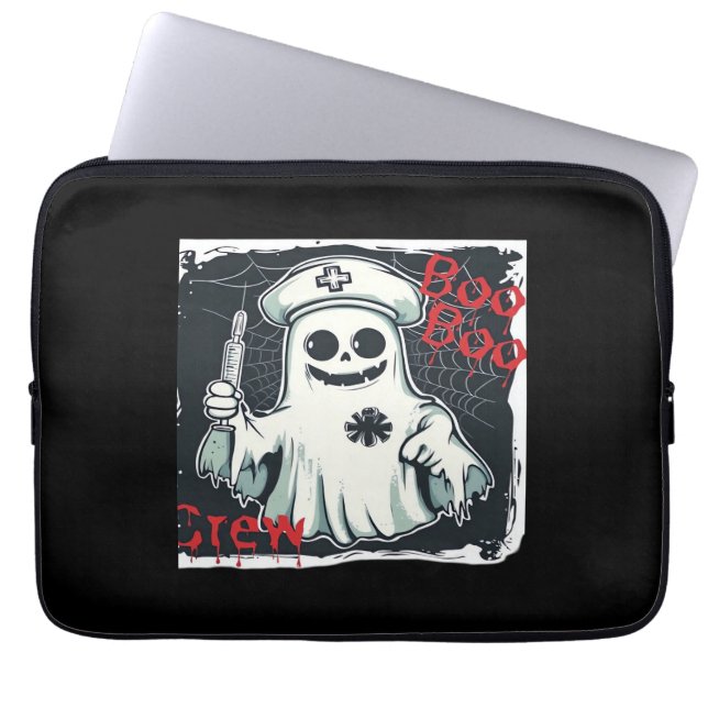 Spooky Nurse Ghost Haunted Hospital Crew Ghostly N Laptop Sleeve (Voorkant)
