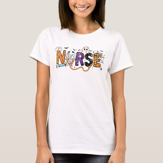 Spooky Nurse Halloween Doodle T-shirt (Voorkant)