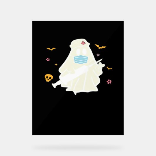 Spooky Nurse Practitioner Schattige Halloween Over Acryl Bord (Voorkant)