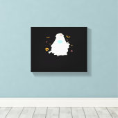 Spooky Nurse Practitioner Schattige Halloween Over Canvas Afdruk (Insitu (Houten vloer))