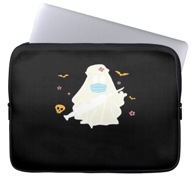 Spooky Nurse Practitioner Schattige Halloween Over Laptop Sleeve (Voorkant)