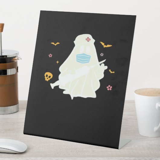 Spooky Nurse Practitioner Schattige Halloween Over Reclamebord Met Voetstuk (Insitu)