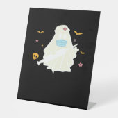 Spooky Nurse Practitioner Schattige Halloween Over Reclamebord Met Voetstuk (Voorkant)