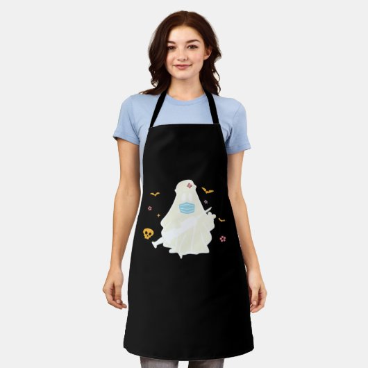 Spooky Nurse Practitioner Schattige Halloween Over Schort (Gedragen)