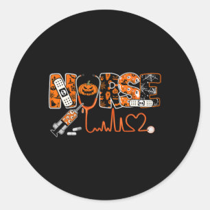 Spooky Nurse Pumpkin Halloween kostuum Rn CNA Mann Ronde Sticker