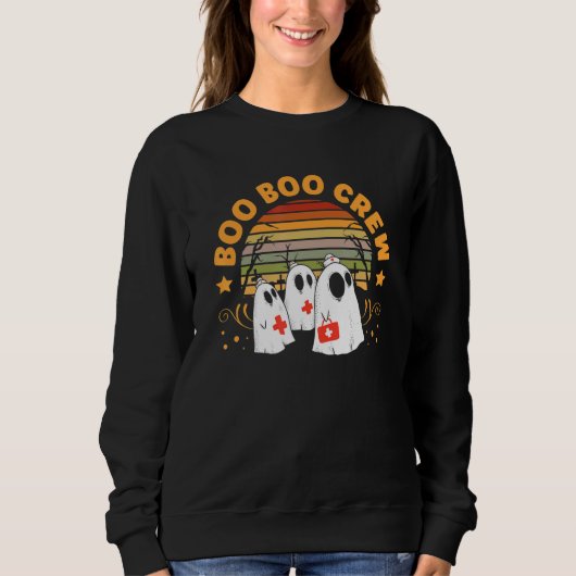 Spooky Nursing Boo Boo Crew Nurse Halloween Nurse Trui (Voorkant)