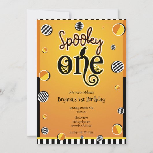 Spooky ONE 1 Stippen Halloween 1e verjaardagsfeest Kaart (Voorkant)