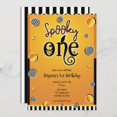 Spooky ONE 1 Stippen Halloween 1e verjaardagsfeest Kaart (Voorkant / Achterkant)