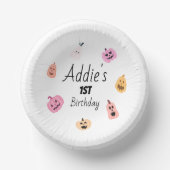 Spooky One | 1e verjaardag servies | Roze pompoen Papieren Kommen (Voorkant)