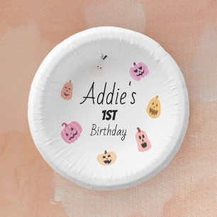 Spooky One 1e verjaardag servies Roze pompoen Papieren Kommen