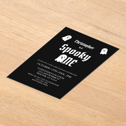 Spooky One 1st Birthday Acryl Uitnodigingen (Laagn)