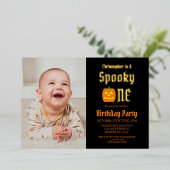 Spooky One 1st Birthday Folie Uitnodiging (Staand Voorkant)