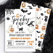 Spooky ONE 1st Birthday Ghosts Bats Invitation Kaart