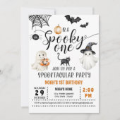 Spooky ONE 1st Birthday Ghosts Neutrale Uitnodigin Kaart (Voorkant)