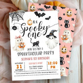 Spooky ONE 1st Birthday Ghosts Roze Uitnodiging