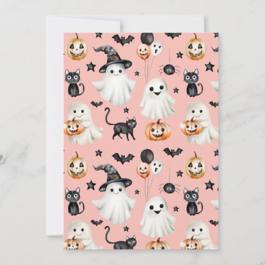 Spooky ONE 1st Birthday Ghosts Roze Uitnodiging (Achterkant)