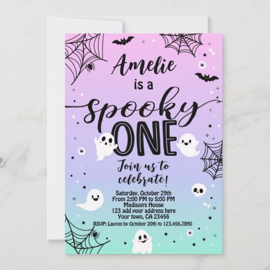 Spooky One, 1st Birthday Halloween Uitnodiging (Voorkant)