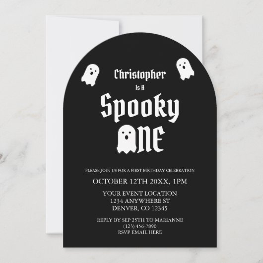 Spooky One 1st Birthday Kaart (Voorkant)