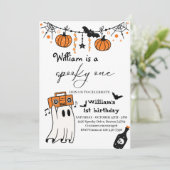 Spooky One Bat Halloween Ghost 1e Verjaardag Kaart (Staand voorkant)