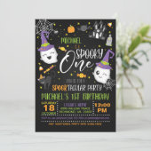 Spooky One Birthday Invitation - Blk Kaart (Staand voorkant)