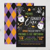 Spooky One Birthday Invitation - Blk Kaart (Voorkant / Achterkant)