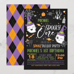 Spooky One Birthday Invitation - Blk Kaart