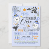 Spooky One Birthday Invitation - Blue Kaart (Voorkant)
