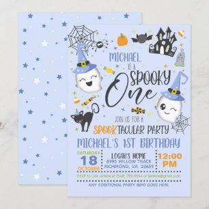 Spooky One Birthday Invitation - Blue Kaart