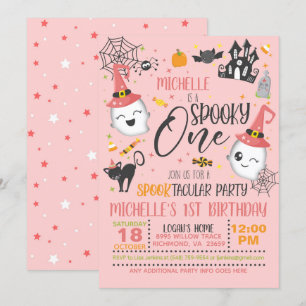 Spooky One Birthday Invitation - Roze Kaart