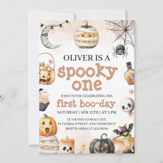 Spooky One Birthday Invite Kaart (Voorkant)