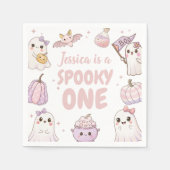 Spooky One Birthday Napkin Schattigee geesten Servet (Voorkant)