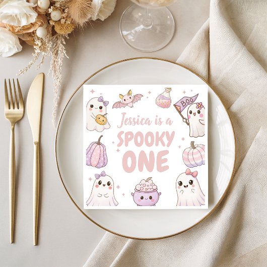 Spooky One Birthday Napkin Schattigee geesten Servet