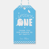 Spooky One Blue Boy Ghost Halloween 1e verjaardag Cadeaulabel (Voorkant)