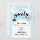 Spooky One Blue Eerste Verjaardag Uitnodiging (Voorkant)